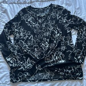 NWOT Lily Morgan Black Floral Long Sleeve Top